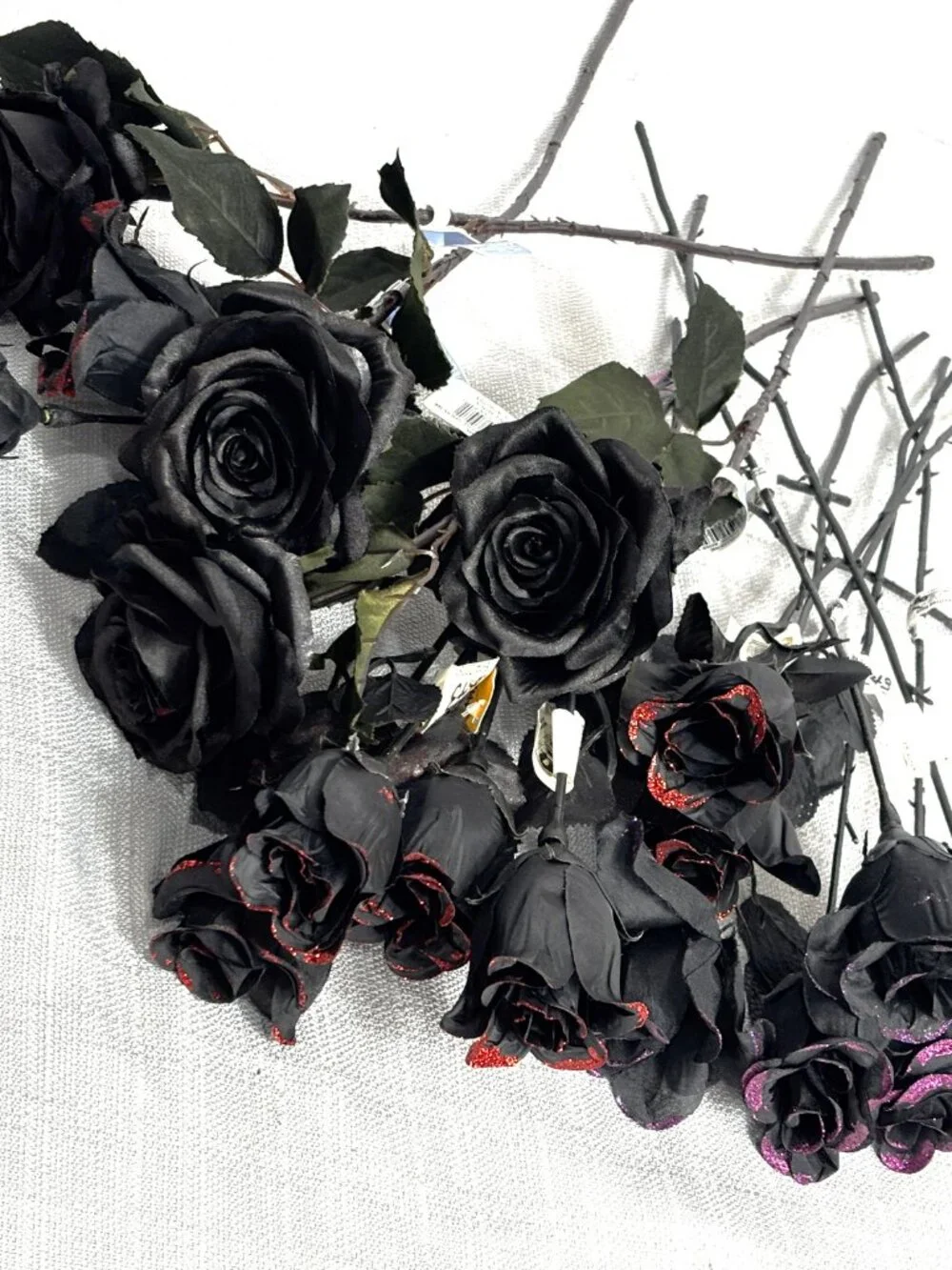 Black Silk Stem Roses Assortment – quantity 17 NWT